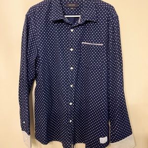 Large Adam Levine Long Sleeve Polka Dot Button Down Shirt